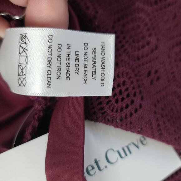 Meet Curve Swim crochet tankini top underwire lined maroon NWT size XL Maroon - Picture 7 of 10